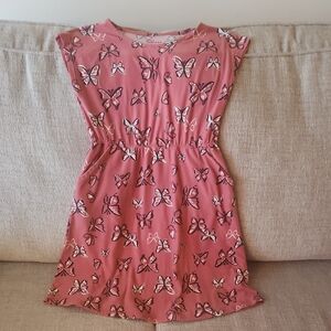 Butterfly Print Pink Kids Dress